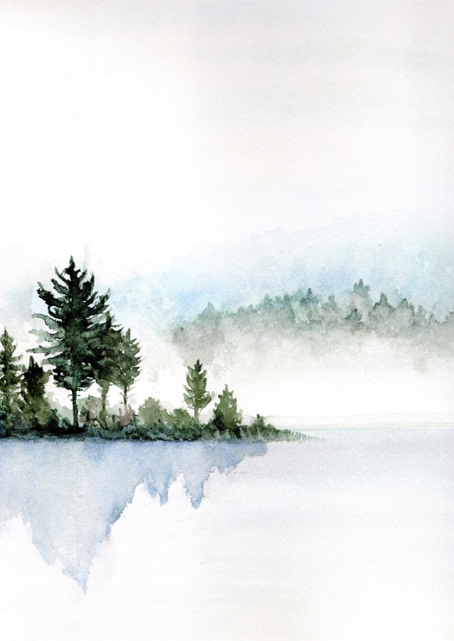 misty lake