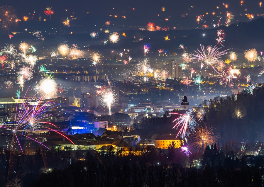 Fuochi d'artificio di Capodanno su Graz