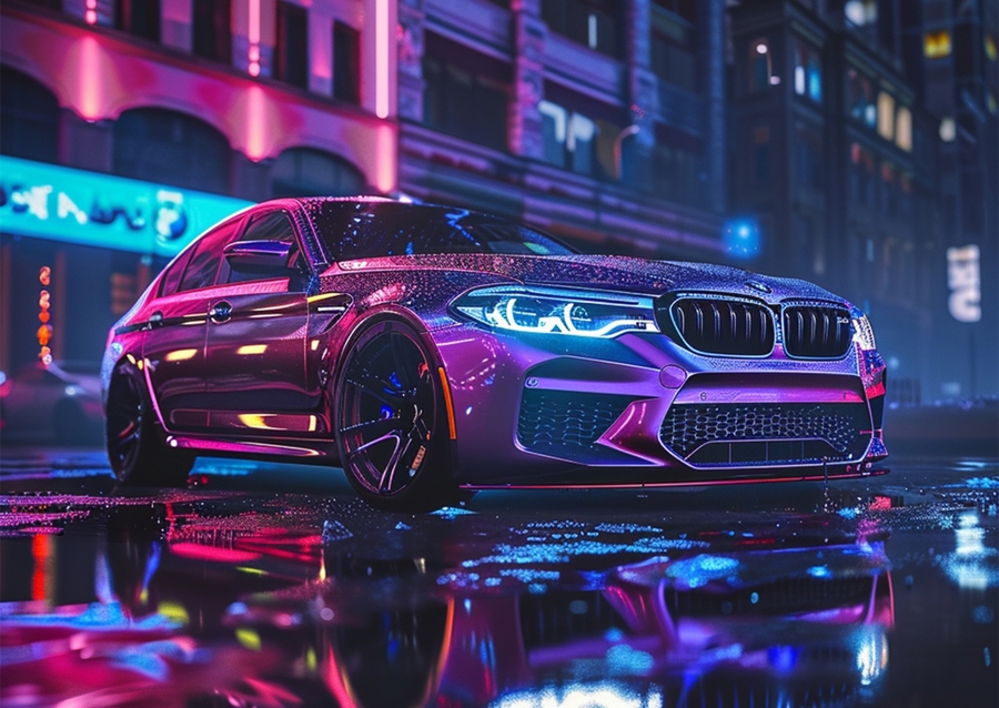 Bmw m5 sportcar neon 