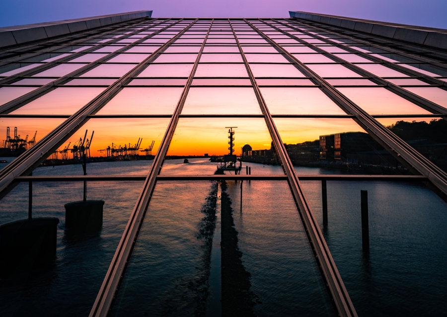 Dockland im Sonnenuntergang