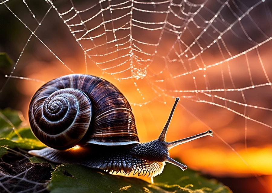 Caracol e teia de aranha