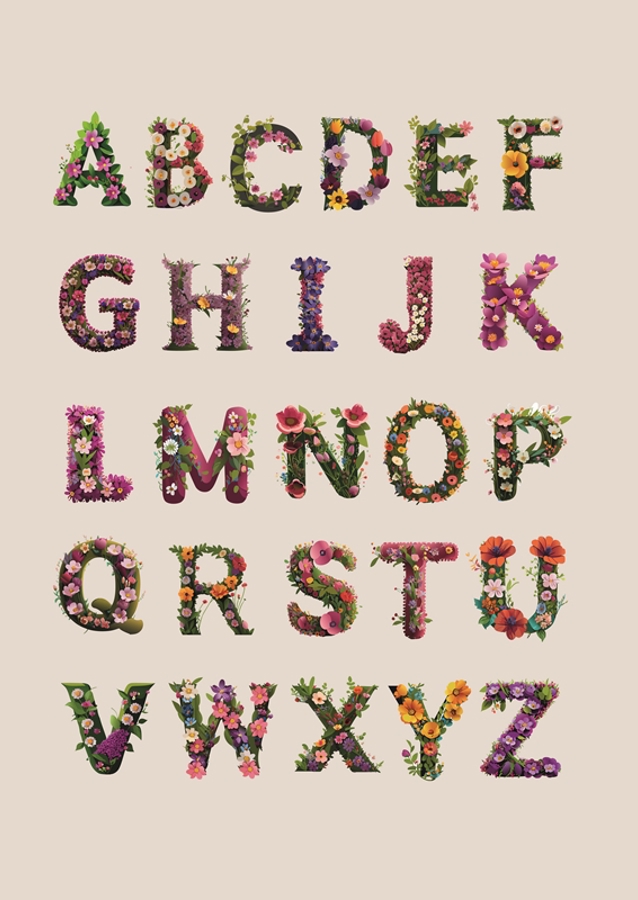 Alphabet in flowers