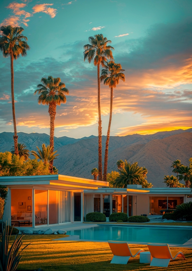 Coucher de soleil doré à Palm Springs