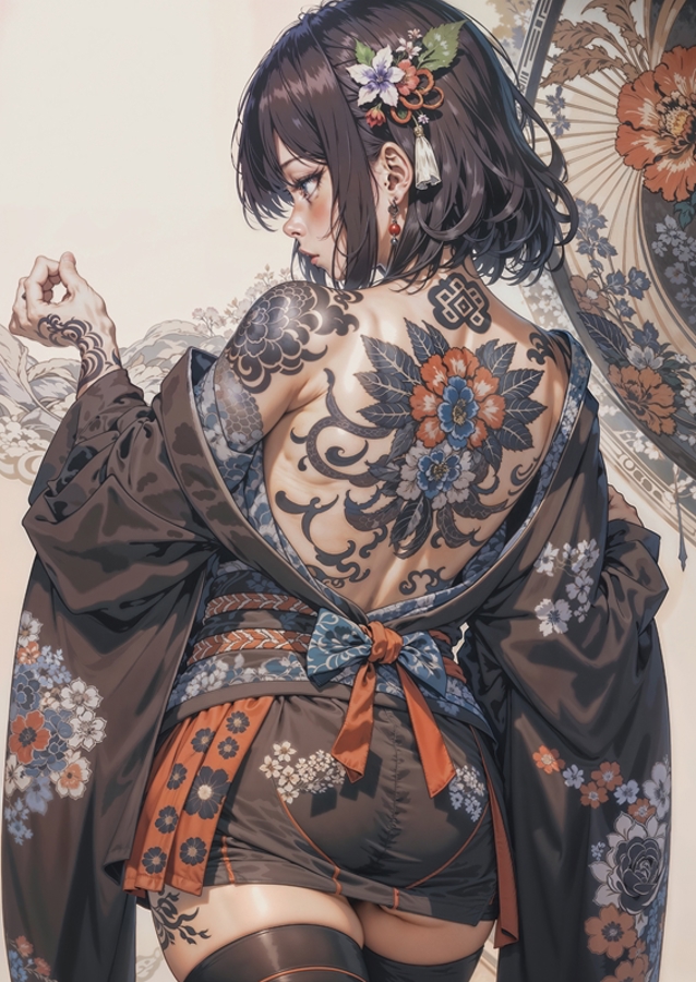 Japanese Tattoo Woman Kimono