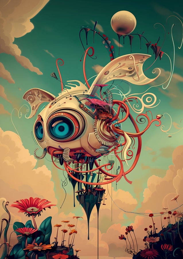 Surrealer Flugroboter