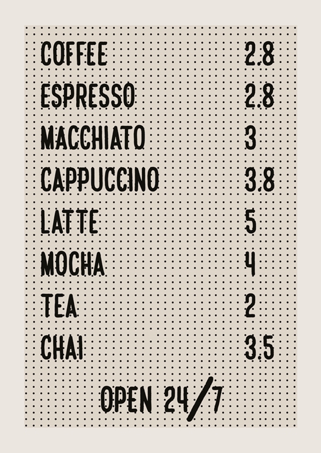 Café Coffee Menu
