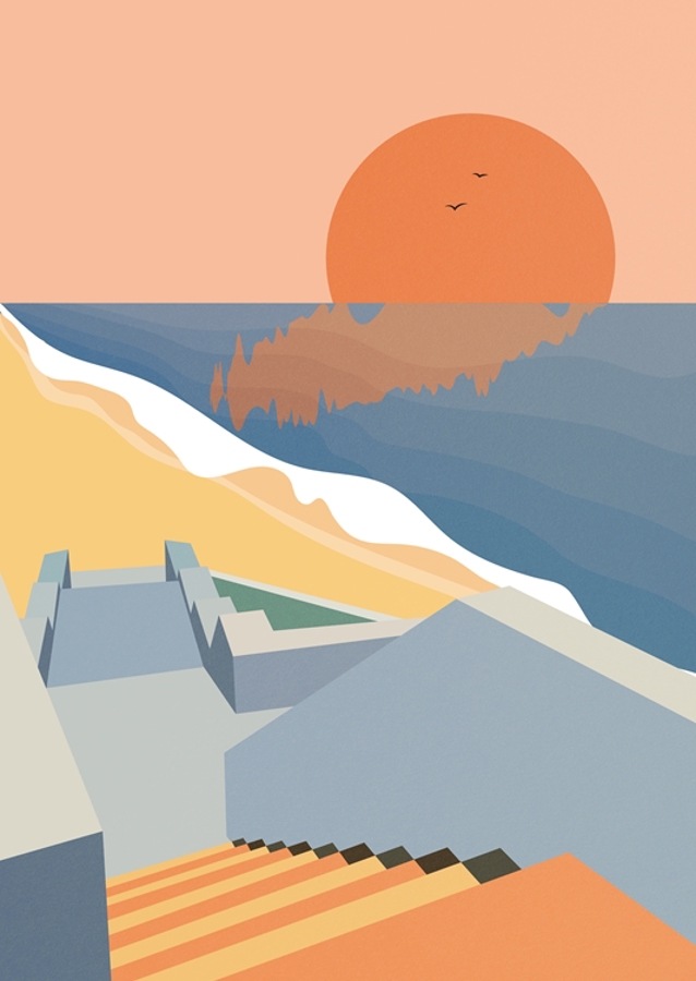 Escaleras a la puesta de sol