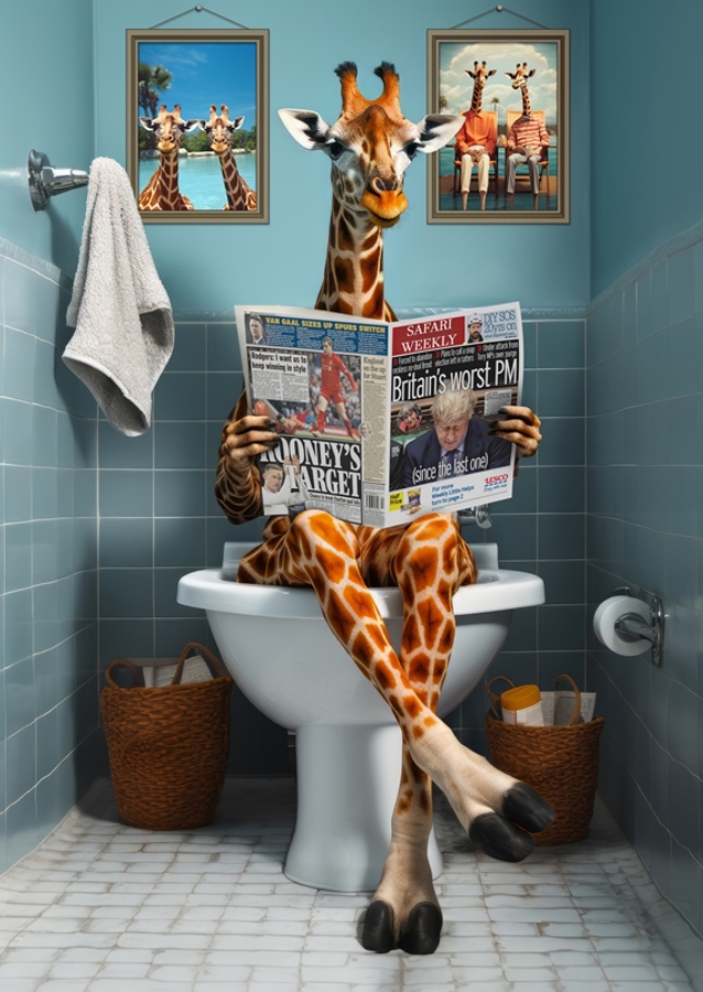 Giraffe on the Toilet