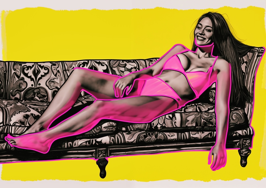 Modelo femenina en iluminador