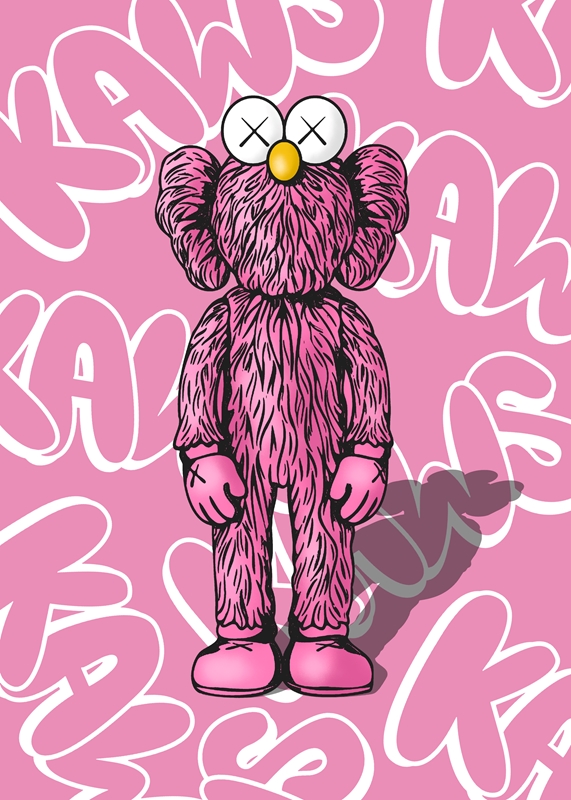 doodle pink kaws posters & prints by BESTDROPS - Printler