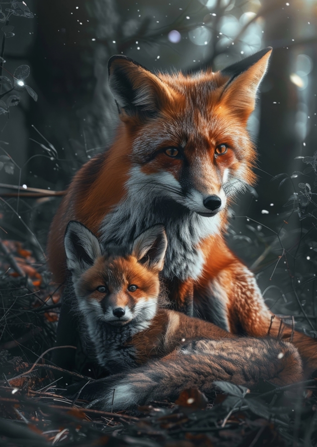 Familia de animales zorros