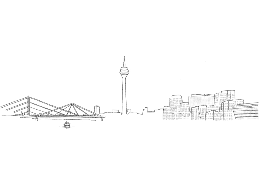 Panorama Düsseldorfu na tužce