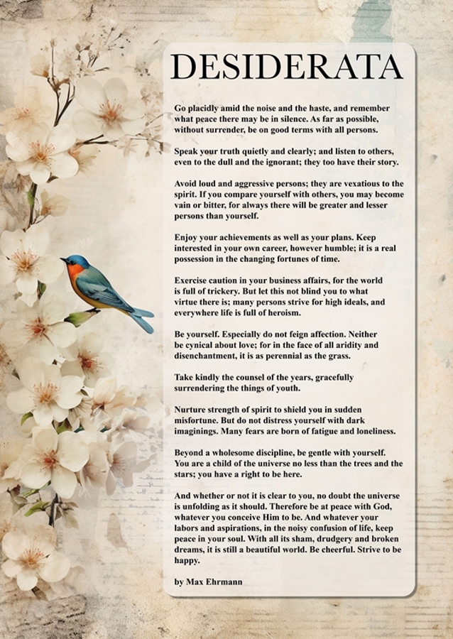 Desiderata Poem by Max Ehrmann