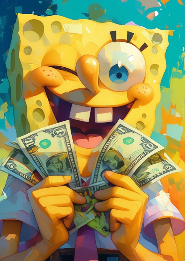 Spongebob v kalhotách hodně dolarů
