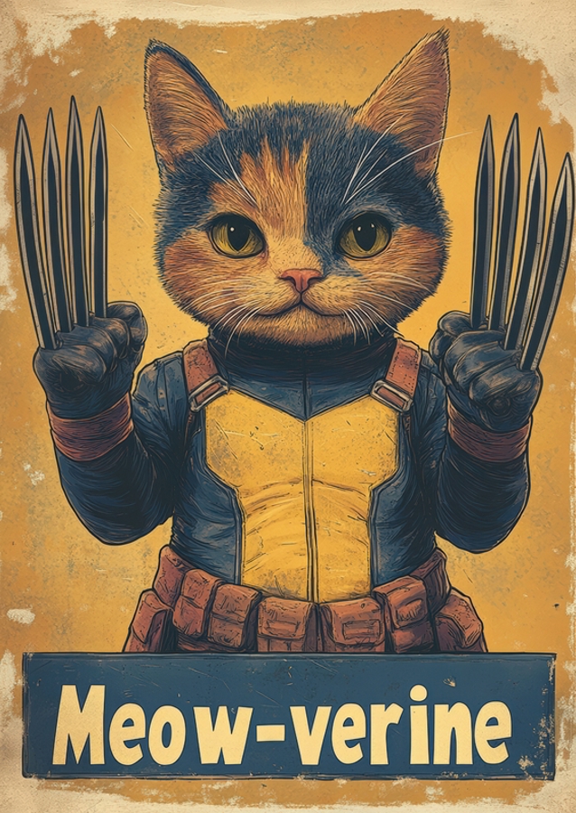 Meow-verine Parodia divertida de gatos