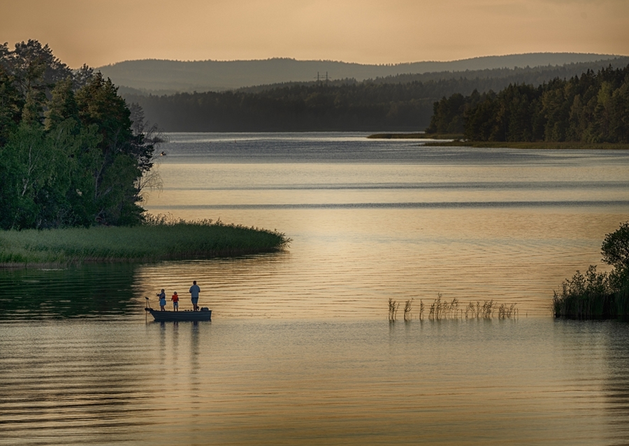 Fishing in the sunset