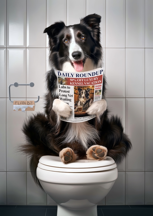Border Collie sul gabinetto
