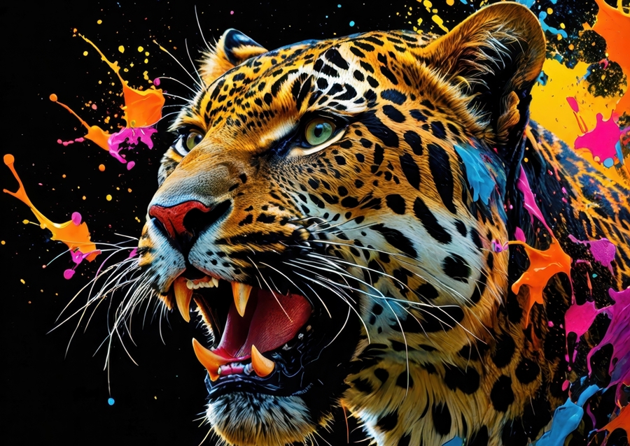 Portrait coloré de tête de léopard