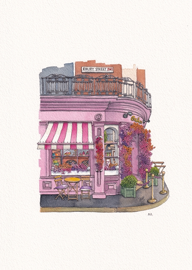 Růžová čajovna v Londýně