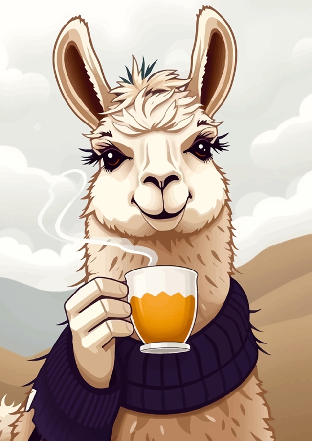 Llama Drink Coffee