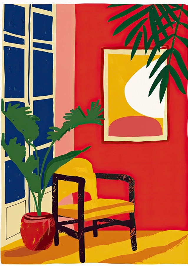 Lebendiger Raum mit Stuhl