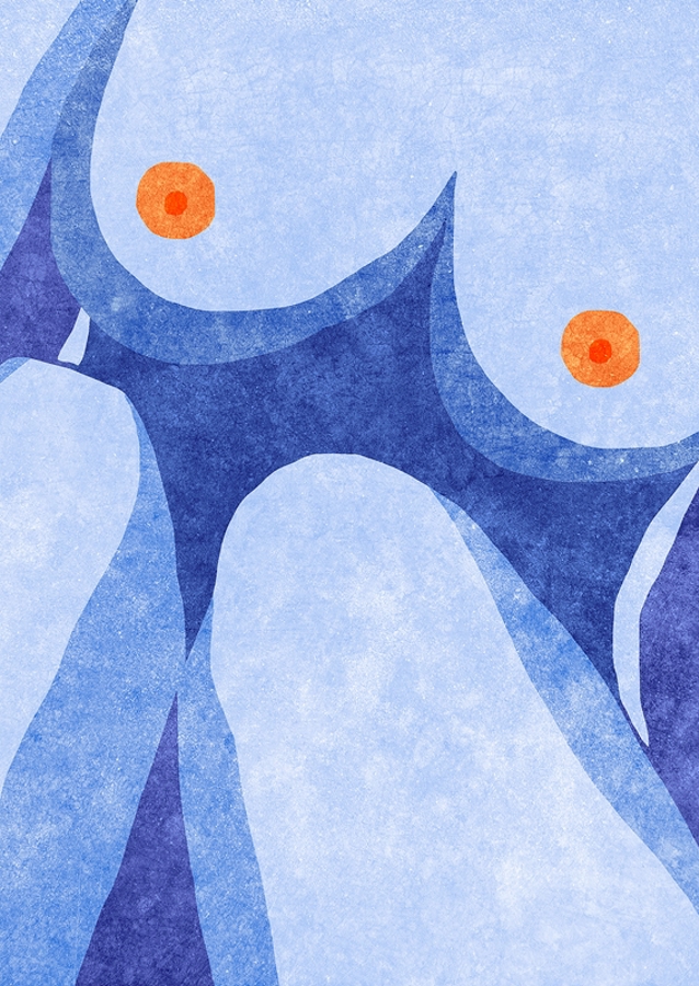 Abstraktní tělo v modré barvě