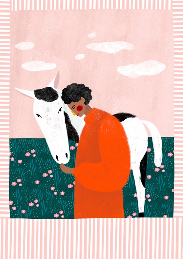 Orange Girl and Horse