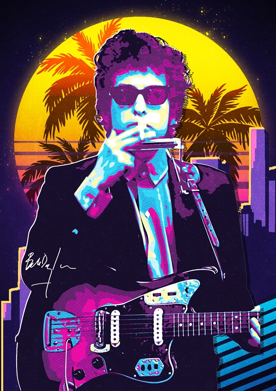 Bob Dylan Stylee Retro jaren 80 posters & art prints door Isahira