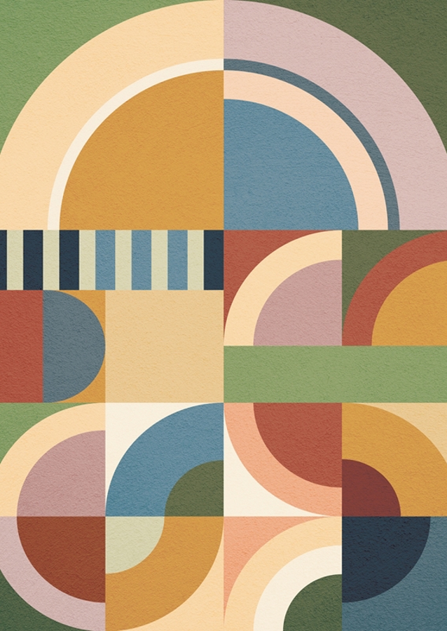 Geometría Bauhaus Azul Verde