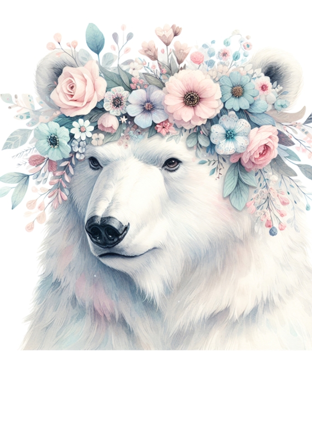 Isbjørn med blomster