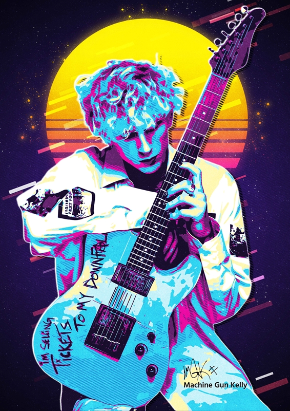 マシーンガンケリー絵 Machine Gun Kelly Art My artwork just finished of Machine Gun Kelly. : r