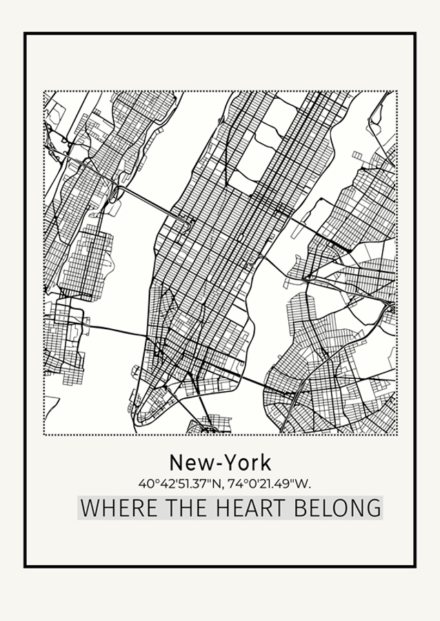 Koordinaten der Stadtkarte von New York City 