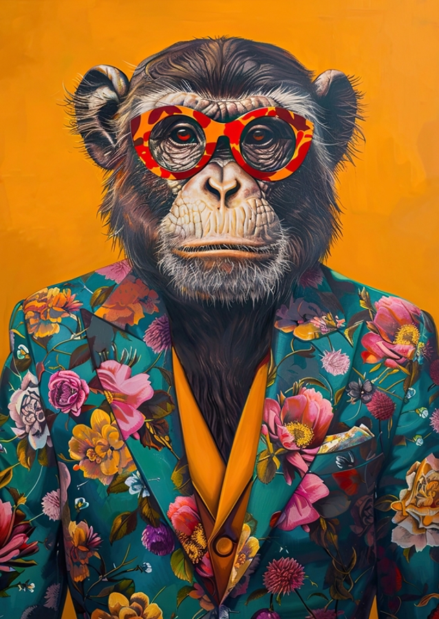 Chimpancé con atuendo elegante