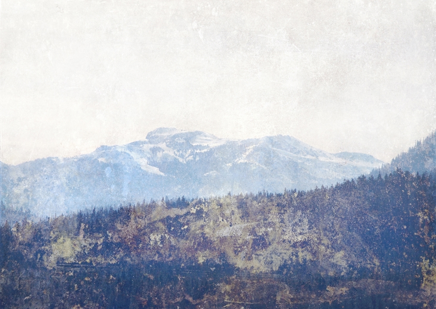 Dimmig utsikt över bergen