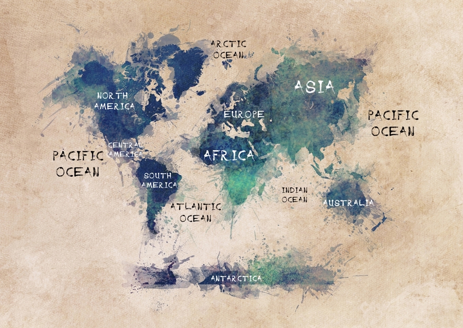 Mapa moří a kontinentů