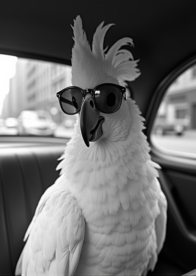 Kakadu w stylu retro