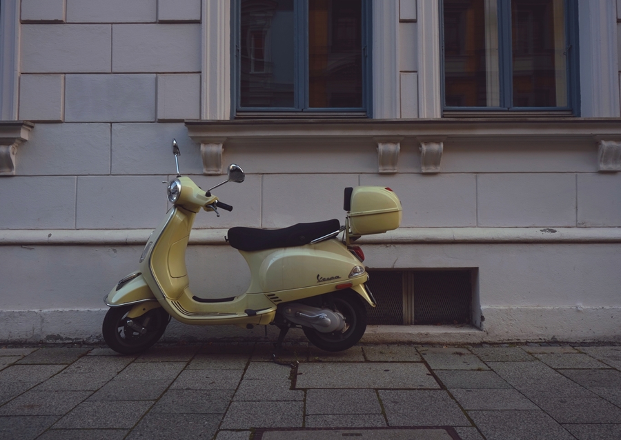 yellow Vespa 
