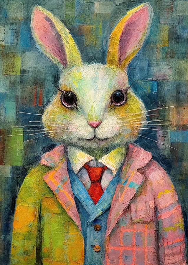 Chic Rabbit in Textured Pastel