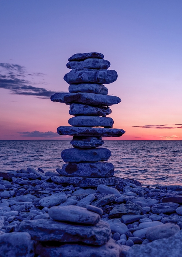 Stone Cairn at Sunset