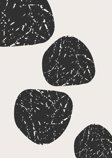 Poster: Abstracte zwarte vormen - Sally Ann Moss