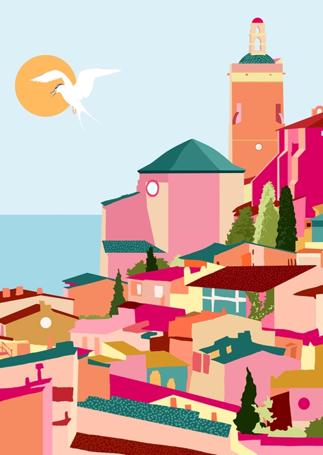 Barevná pobřežní scéna