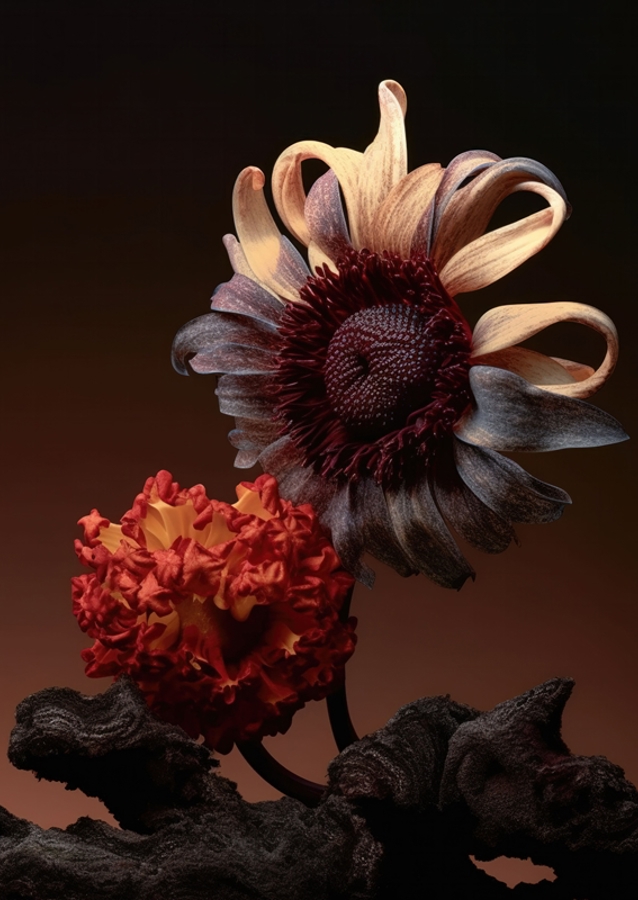 Okvětní lístky v plamenné symfonii