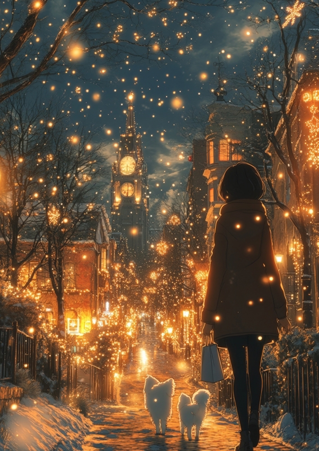 Passeggiata invernale sotto lo scintillio