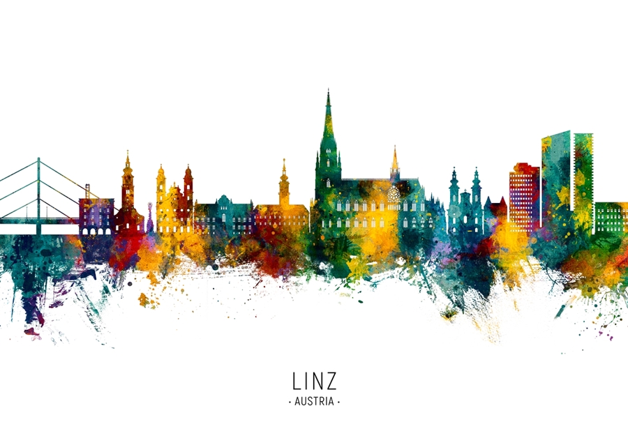Colorful Linz Skyline