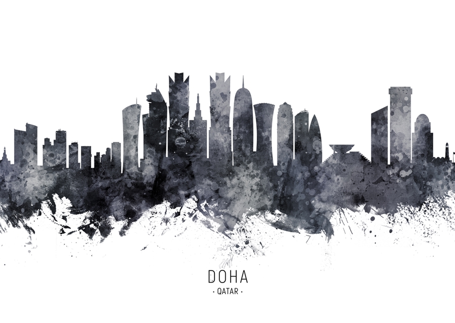 Doha Skyline Silhouette