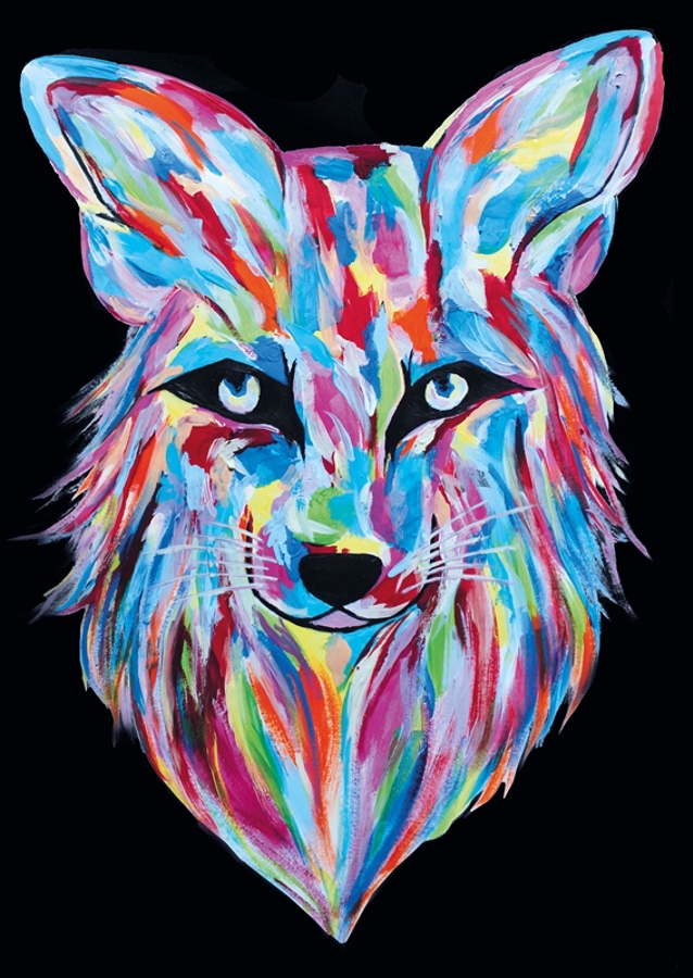Black and colorful Fox