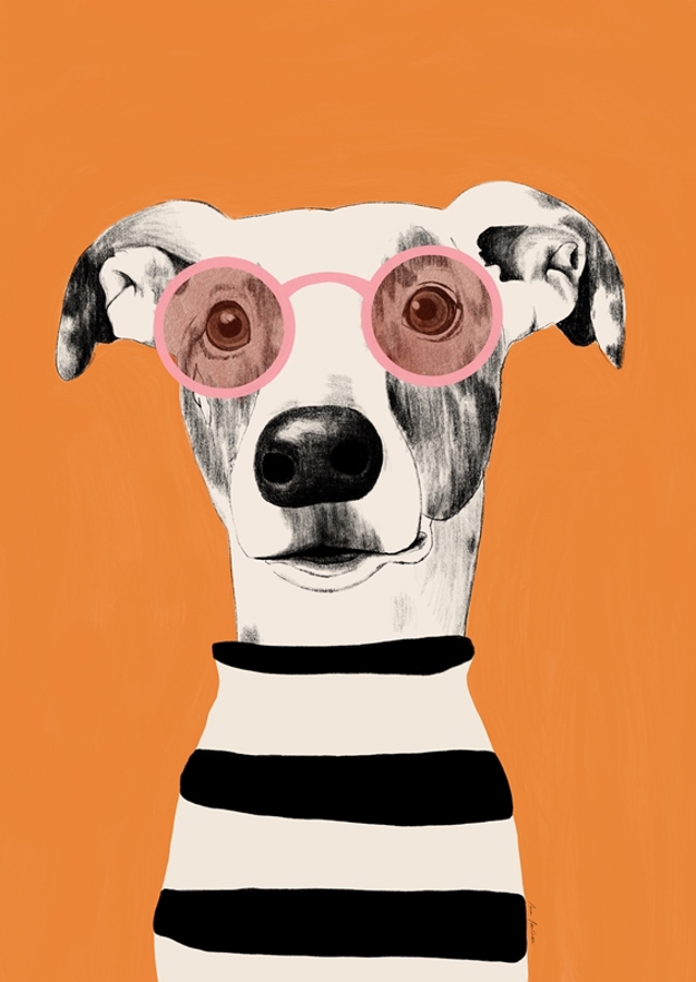 Retrato de perro galgo