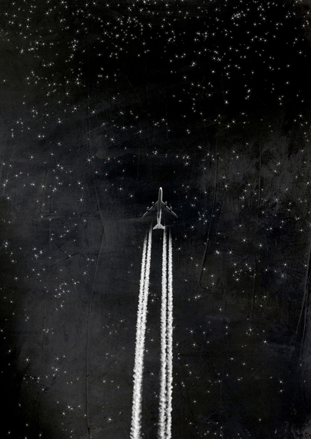 Air Plane And Starry Sky