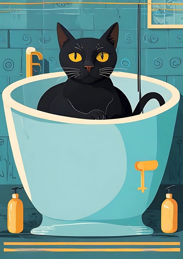  Musta kissa kylpyammeessa