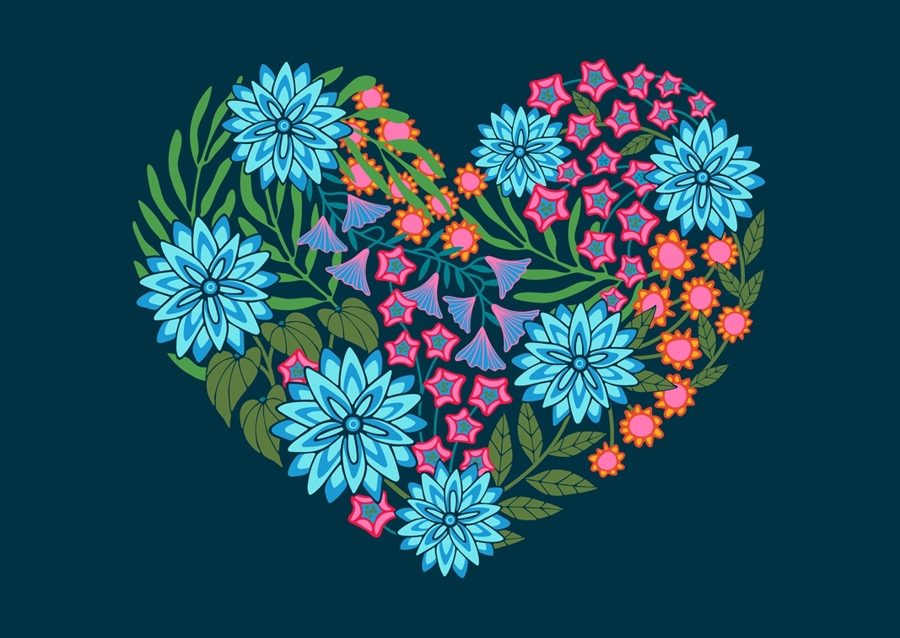 KVĚTINOVÉ SRDCE Květinově modrá